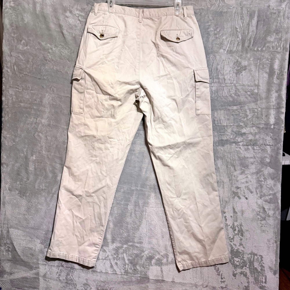 Eddie Bauer Mens Cargo Pants 36x34 Khaki Cotton Twill Straight Leg Outdoor - Picture 2 of 12